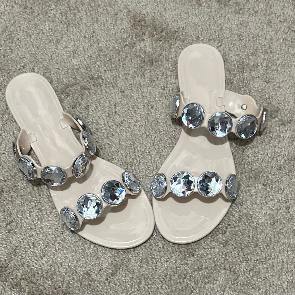 Steve Madden Cream Sandals with Silver Accents